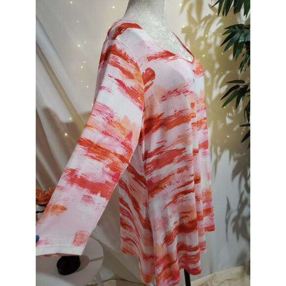 Rose + Olive Scoop Neck 3/4 Sleeve Hi Low Blouse Top Womens Plus Size 2X Pink - Picture 5 of 9